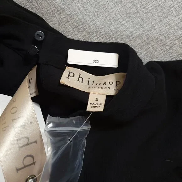 Philosophy Black Whimsigoth Dress 2 Sharkbite Hem Gauzy Ruffle Sleeve Witchy - Picture 6 of 16